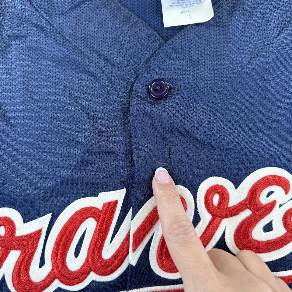 Camiseta de béisbol de los Atlanta Braves para hombre grande azul MLB de béisbol hecha en EE. UU. Foto 3 de 4