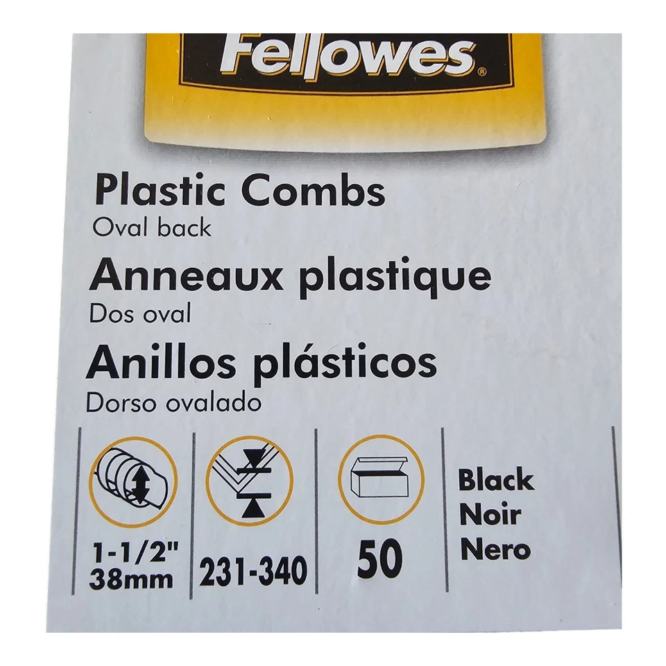 Fellowes 52368 Lot of 50 1-1/2" Plastic Binding Spine 231-340 Sheets NEW - Image 2 of 3