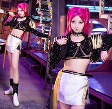 Kpop Demon Hunters Mira Golden Black Performance Dance Outfit Cosplay Costume  