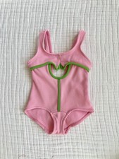 Vintage 12 Mo Swimsuit 60s 70s Mod Cutout Floral One Piece Pink Pelican VGUC