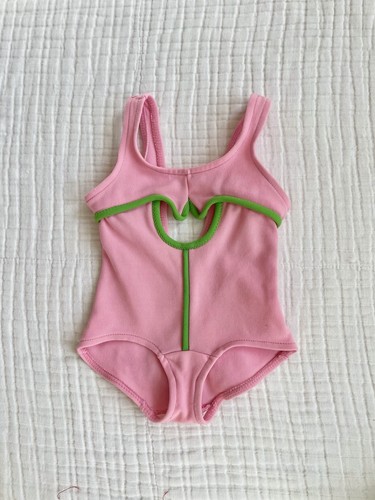 Vintage 12 Mo Swimsuit 60s 70s Mod Cutout Floral One Piece Pink Pelican VGUC