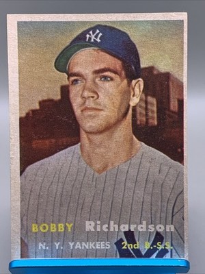 1957 Topps Bobby Richardson #286 Rookie Yankees EX Tiny Wrinkle Print Mark