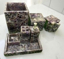 Amethyst Bathroom Accessories Set 7-Piece  Natural Stone Bath Decor  Luxury
