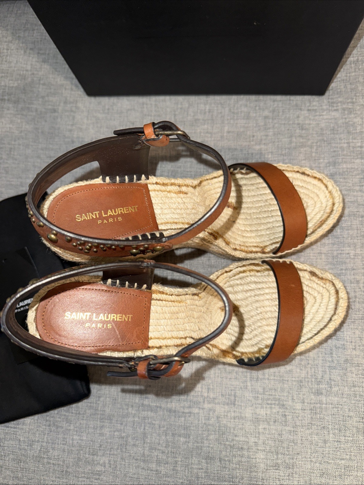 ESPADRILLAS SAINT LAURENT PARIS ZEPPA BORCHIATA DESIGN PELLE NUOVA CON ETICHETTE TAGLIA 39