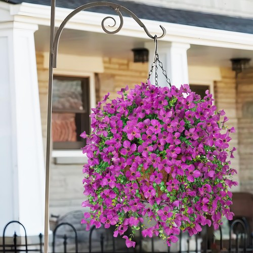 Artificial Hanging Flowers Plants with Basket for Outdoors, Realistic Faux Si... - Picture 7 of 7