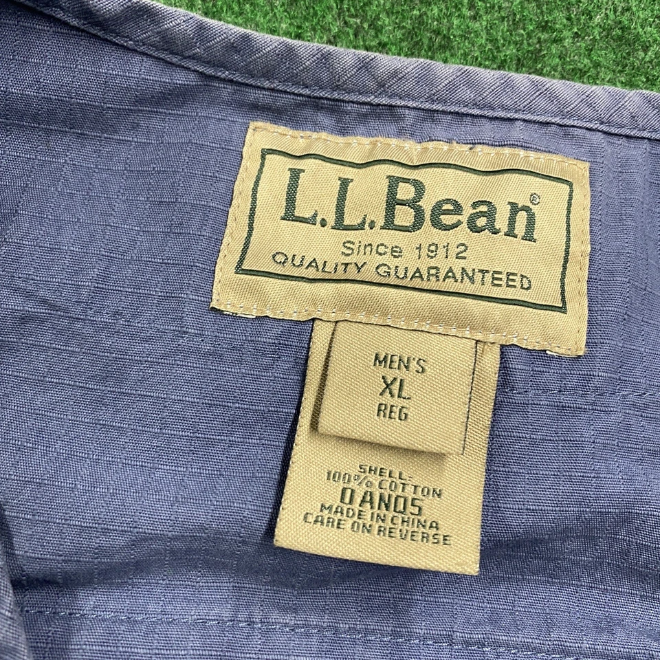 Vintage L.L. Bean Fishing Vest Mens XL Blue Mesh Utility Fly Pockets Full Zip - Image 4 of 4