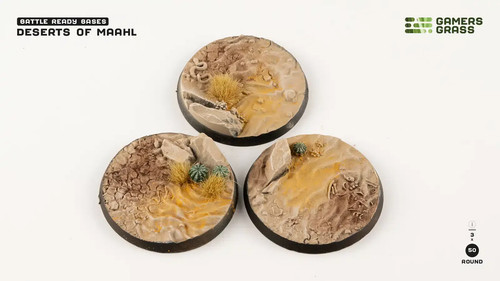 Gamers Grass Battle Ready Bases - Deserts of Maahl Round 50mm (x3) - Picture 2 of 2
