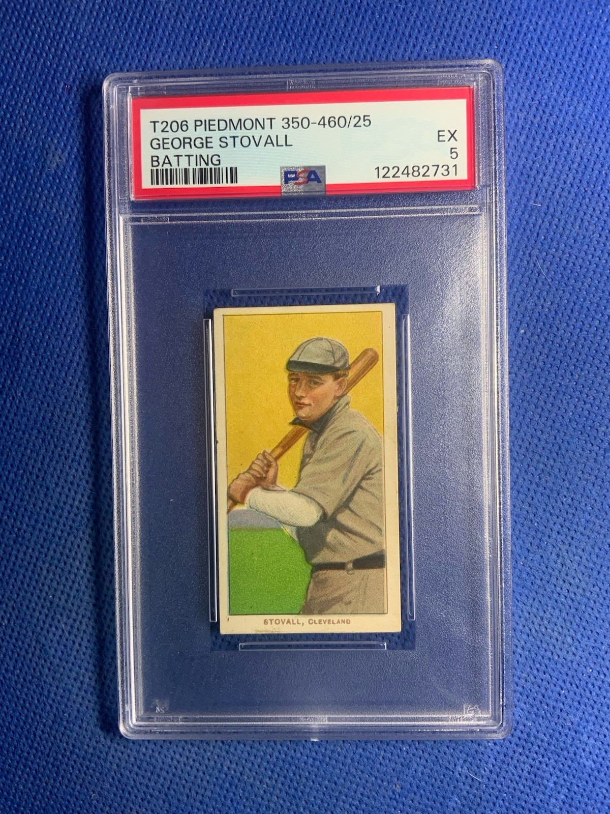 1911 T206 George Stovall Batting Piedmont 350-460/25 Psa 5