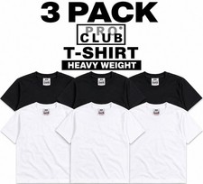 3 PRO CLUB T SHIRT HEAVYWEIGHT SHORT SLEEVE PLAIN 100 COTTON Black Or White
