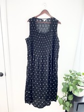 Croft And Barrow Black White Floral Sleeveless Midi Dress Women’s 2X New 