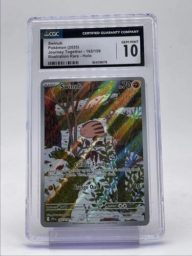SWINUB 2025 POKEMON JOURNEY TOGETHER ILLUSTRATION RARE A 165/159 CGC 10 Q4155