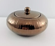 Trinket Dish with Lid Bronze Ceramic 4.75" diameter NO BOX