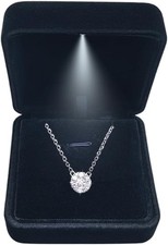 GBYAN Pendant Necklace Box with LED Light, Gift Velvet Black