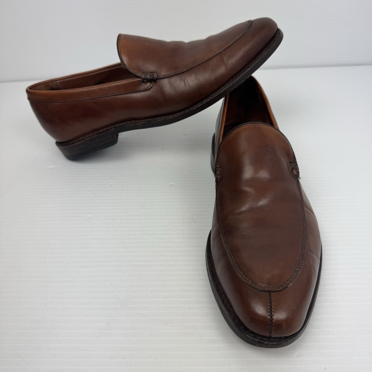 Allen Edmonds Mens Brown Loafers Shoes Steen Leather Slip On Dress