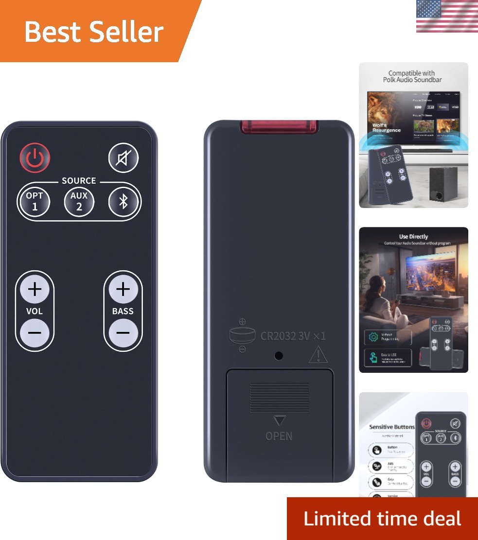 Ergonomic Replacement Remote for Polk Audio Soundbar D581 and More - Instant Use
