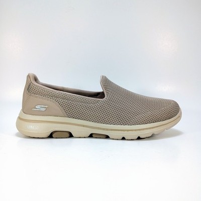 Skechers Go Walk 5 Womens 7.5 Wide Fit Taupe Beige Mesh Slip On Sneakers 
