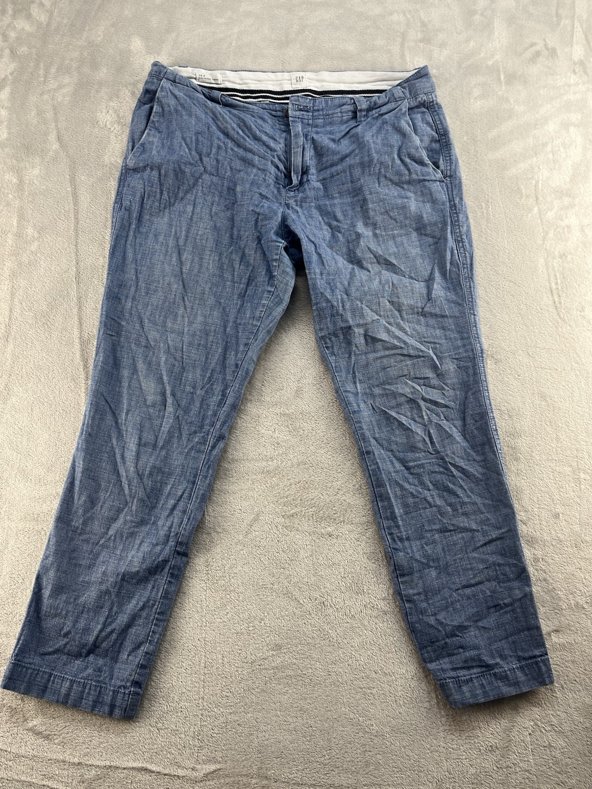 Gap Pants Women’s 6 Blue Heathered Girlfriend Chino Chambray Cotton Blend Khaki