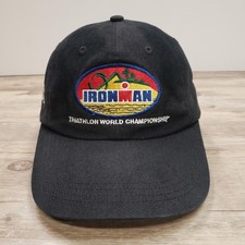 Ironman Triathlon World Championship Hat Cap Strap Back One Size Black Ahead