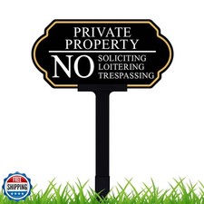 No Soliciting Sign for Front Door with Stake, Private Property No