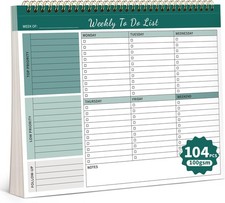 104 Pgs Weekly To Do List Notepad, 52 Duplex-Printed Undated Sheets 100 GSM 8.