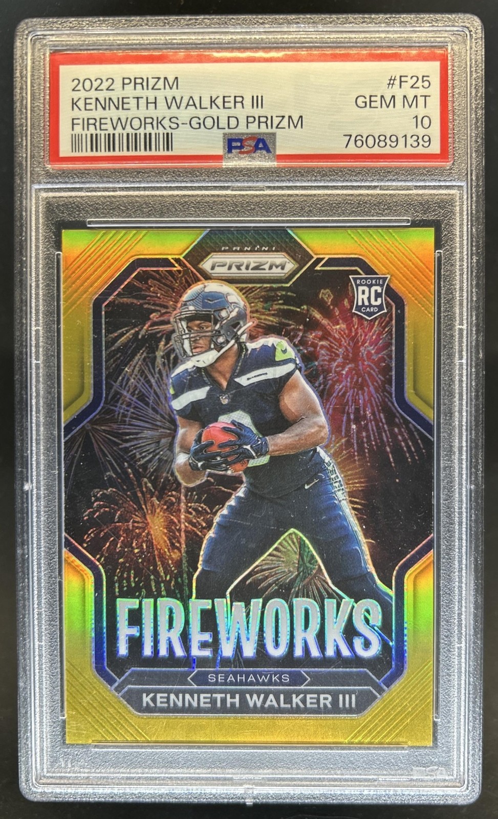 Kenneth Walker III Panini Prizm Fireworks #F25 Gold