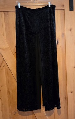 Social Circles Womens Size L Black Velvet Burnout Layered Pants Goth Dark Fairy