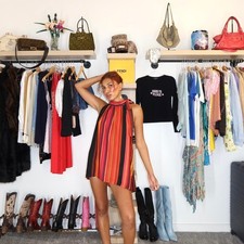 Y2K Striped Abstract Halter Tunic