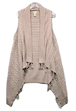 Matilda Jane Women Cardigan Sz  M/L Beige Cozy Cable knit Outerwear Sweater Euc