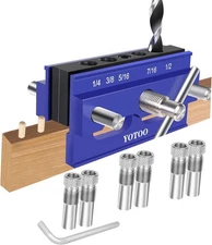 YOTOO Self Centering Doweling Jig Kit, Drill Jig with 6 Drill Guide Bushings