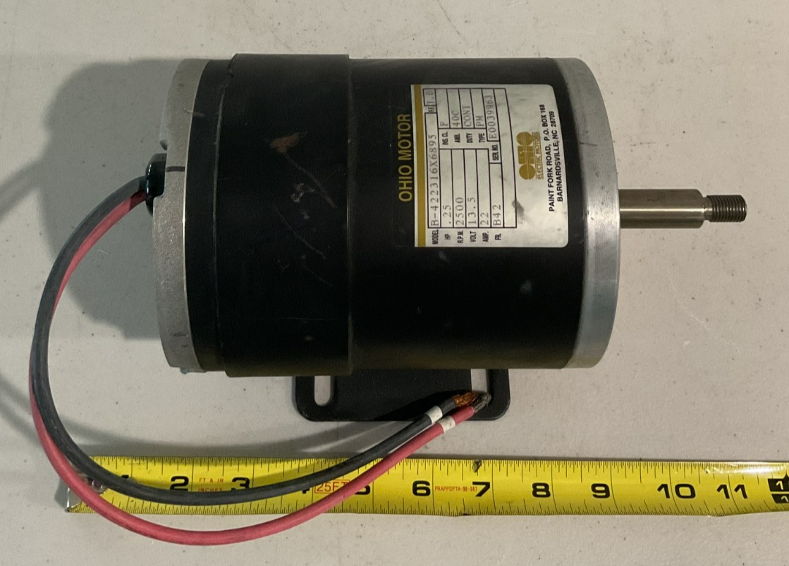 Ohio Electric Motor 12 VDC 1/4 HP Motor 2500 RPM 5/8