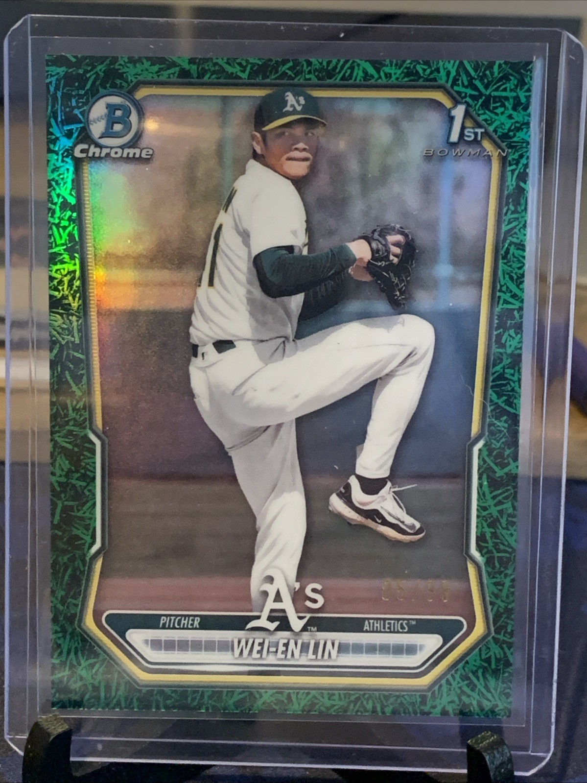 Wei-En Lin 2026 Bowman Chrome #BCP-125 Green Grass Refractor /99 (1st Bowman)