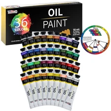 Professional 36 Color Art Oil Paint Set, Lg 18ml Tubes, Artist Student Paintings