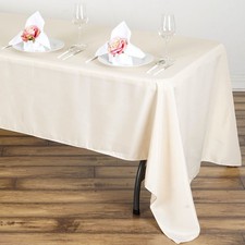 Beige 60x126 RECTANGLE POLYESTER TABLECLOTH Wedding Catering Kitchen Dinner