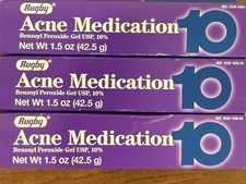 Rugby Benzoyl Peroxide 10 Acne Gel 1.5 oz 3 Pack Compare to Persa-Gel EXP 11/27