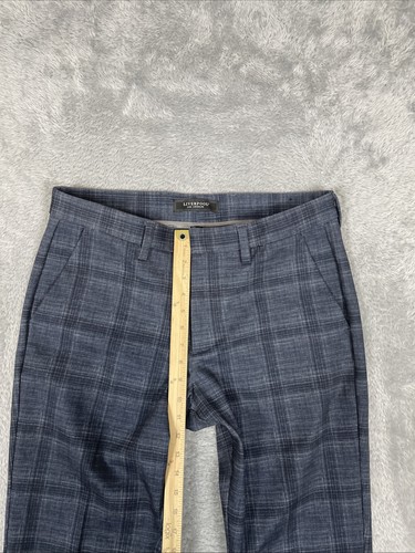 Liverpool Pants Men's 35x32* Blue Tartan Plaid Poly Blend Stretch Dress Preppy - Picture 4 of 11
