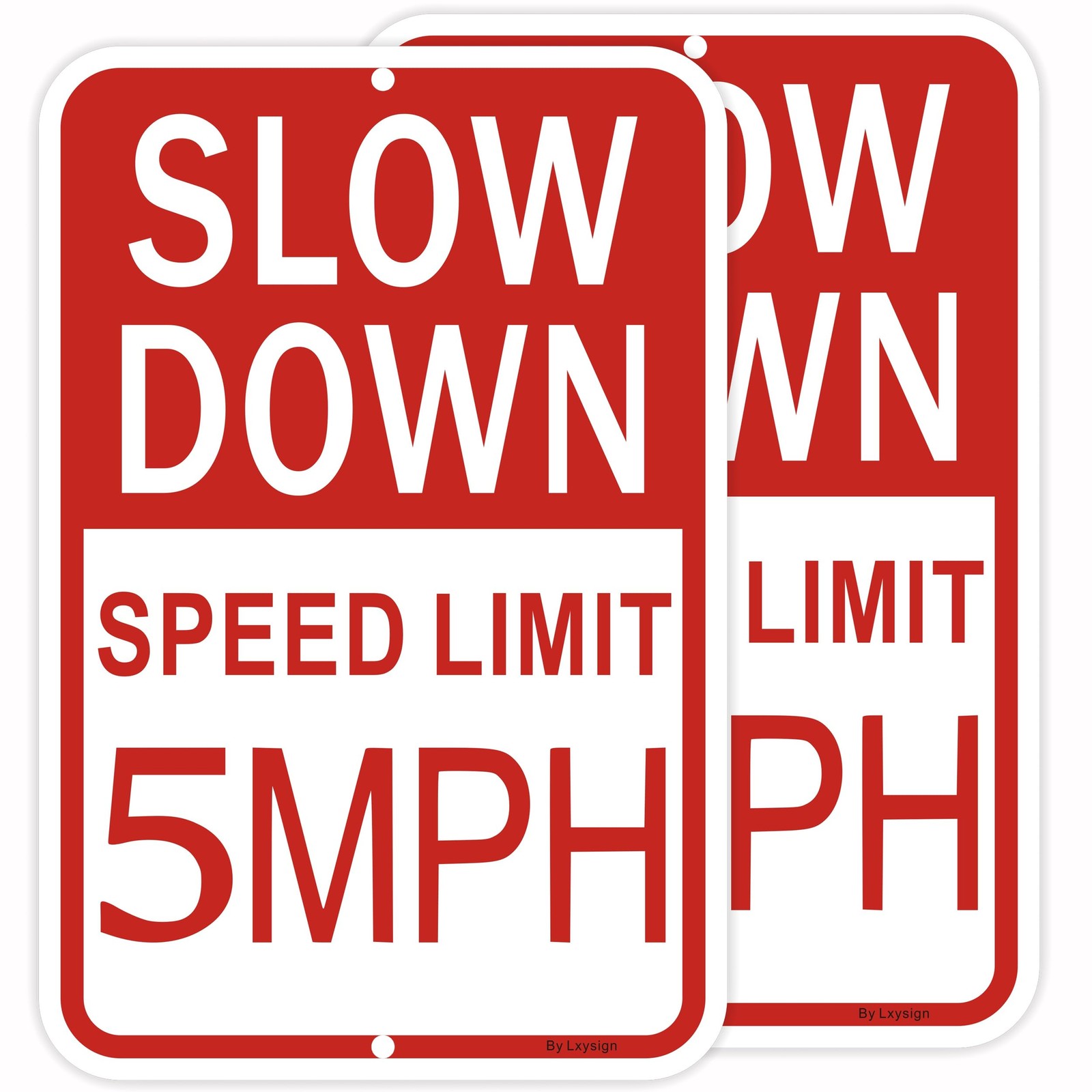 Slow Down Sign, Speed Limit 5 MPH 18x12 Inches, 18" x 12" x 0.04", Red