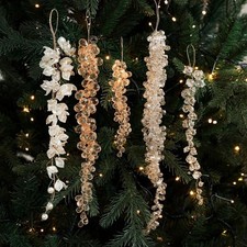 Christmas Tree Pendants Glitter Acrylic Beads Drop Pendant Transparent Petal Orn