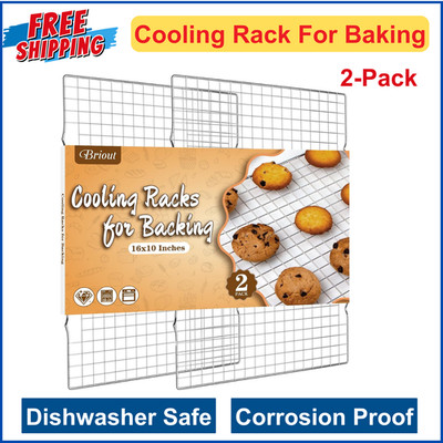 2PCS Cooling Racks For Cooking And Baking 16x10 Inches Stainless Steel Wire Rack