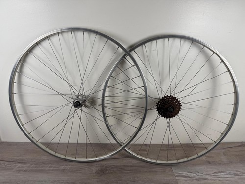 Vintage Araya 700C Road Bike Wheelset Suzue Hubs 36h Cassette 6 Speed