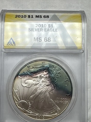 2010 American Silver Eagle Dollar 1oz ANACS MS68 Very Nice Toning