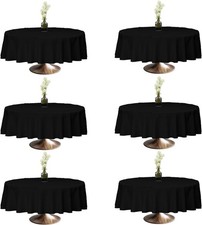 90x90 Table Cloth - 6 Pack Round Black Washable Stain and Wrinkle Resistant