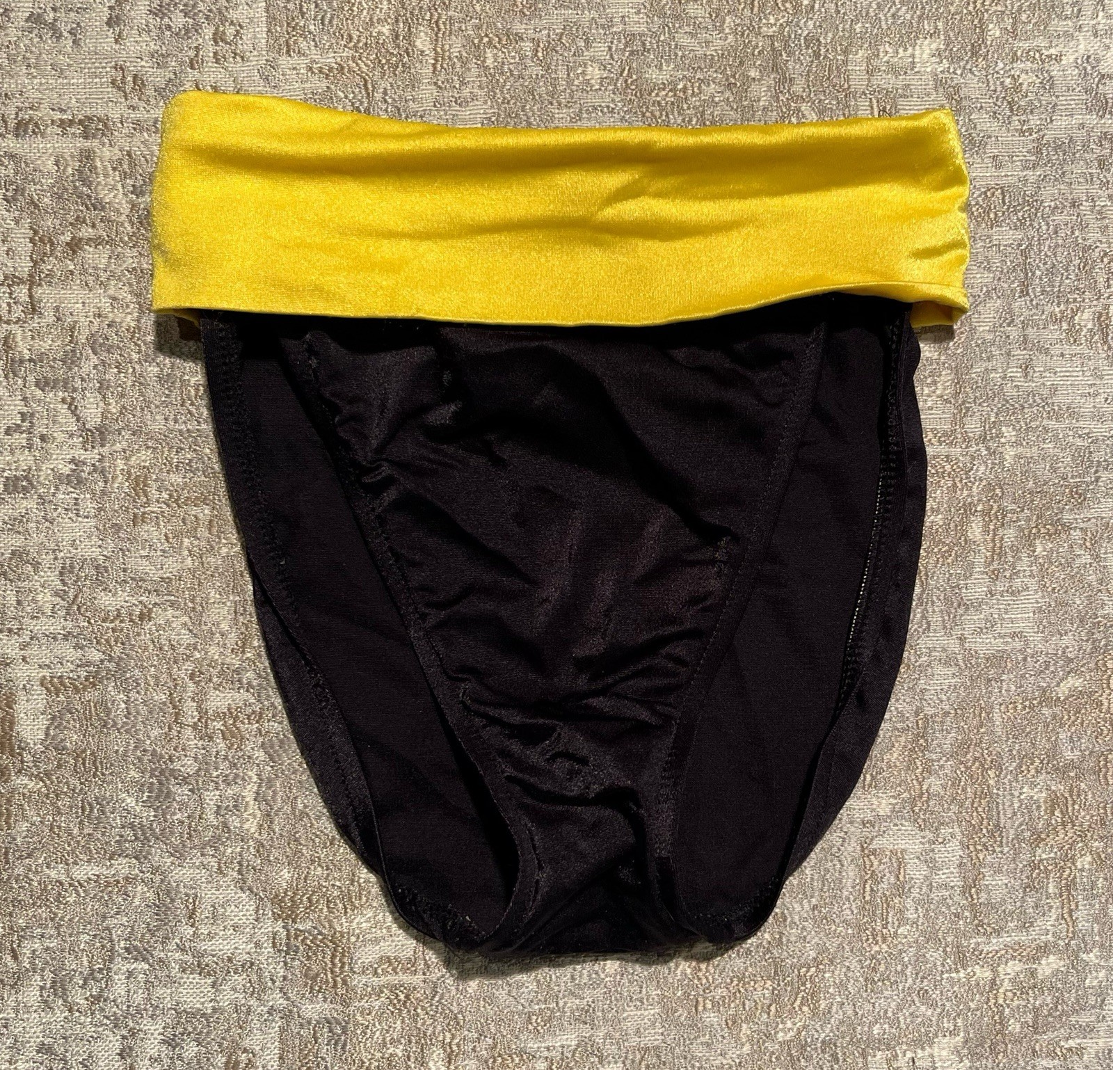 Swimsuit Separates High Waist Black w/Yellow Waistband Bikini Bottoms Size 6-image