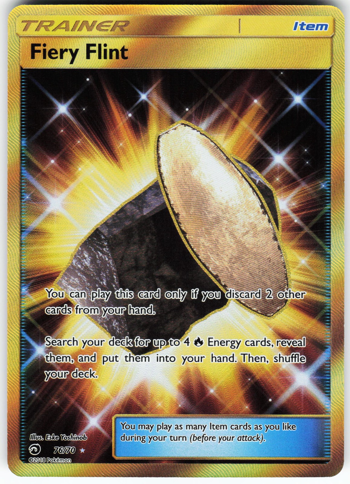 Fiery Flint (Secret) 76/70 Pokemon Dragon Majesty Holo Secret Rare NM