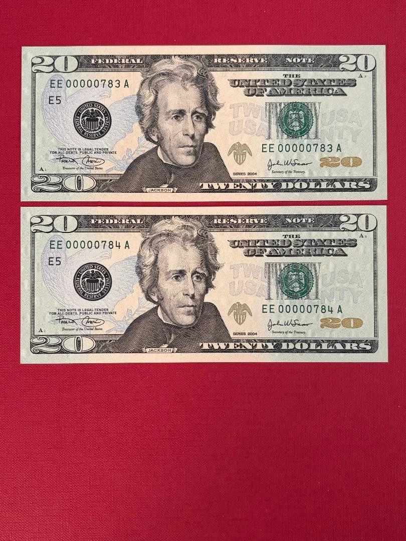 Uncirculated Uncertified $20 US Federal Reserve Small Notes for