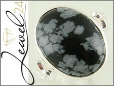 Damen Ring echt Silber 925 Sterling mit Schneeflocken-Obsidian 66/21,0MM groß