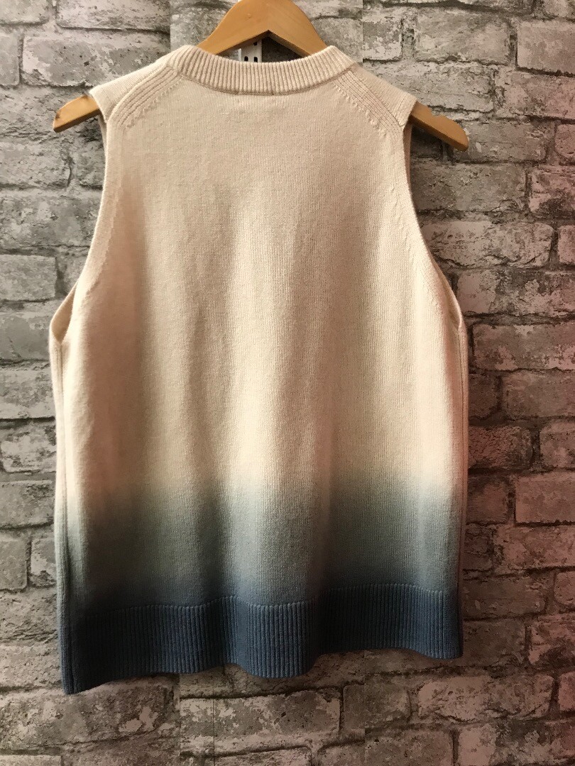 BNWT Ladies Cos 100 cashmere Tank Top Jumper Cream/Blue UK Size 6 CG