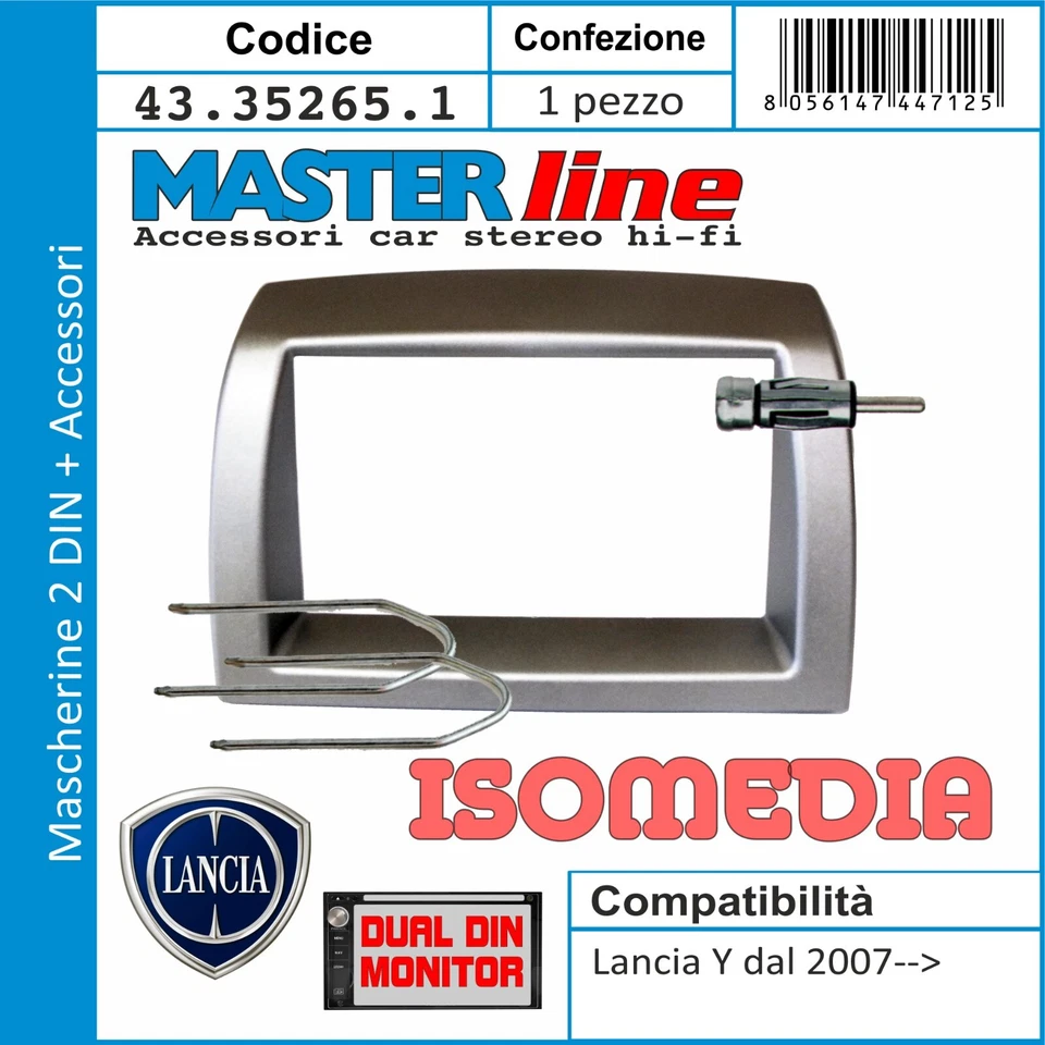 MASCHERINA RADIO DUE DIN PER LANCIA Y 2007 AL 2011 CHIAVETTE SPINOTTO. SILVER. - Immagine 3 di 4