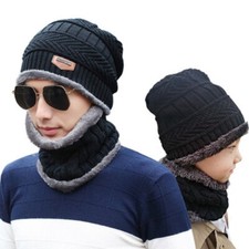 Men/Women/Kids warm winter Beanie Scarf Set Fleece Warm Balaclava Snow Ski Cap