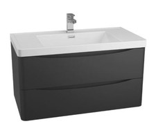 Image of Modern Anthracite Bathroom Furniture Units Cabinets Basin Vanity WC 2 Draw Bali