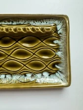 Large Vintage Ceramic Ashtray Mid Century Olive  USA Mid Century MCM